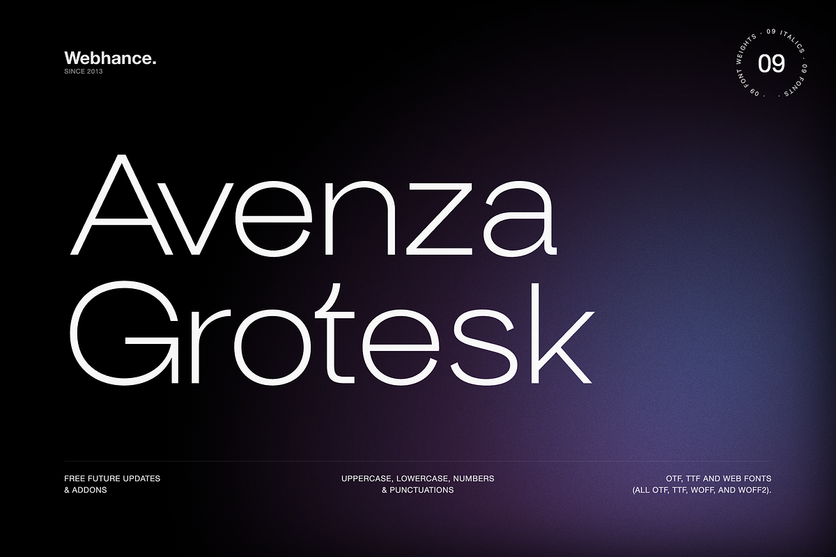 Avenza Grotesk, a Sans Serif Font by Webhance Studio (Photo 1 of 14)