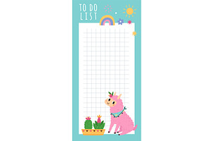 Cute Llamas Weekly Planner. Magic