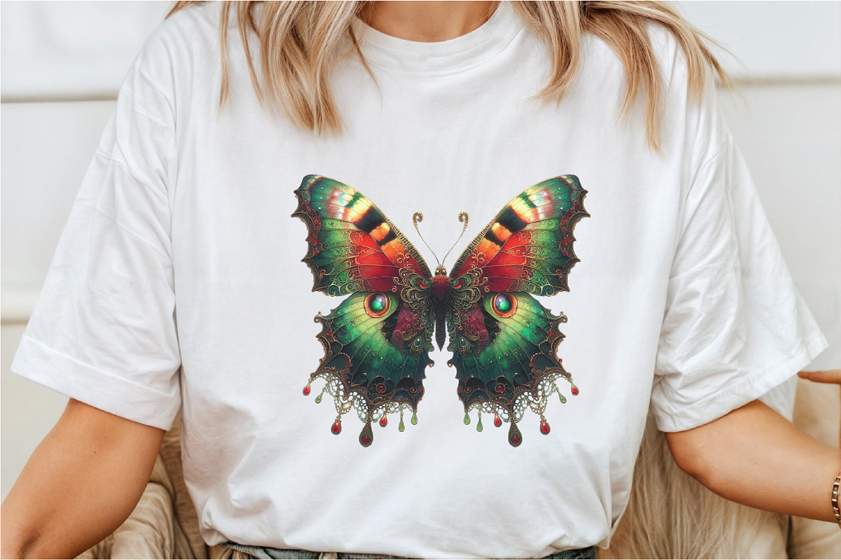 Watercolor Christmas Butterfly Clipa, a Seasonal Illustration by Rose Art (Photo 5 of 7)
