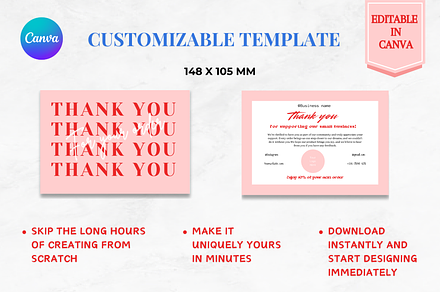 Custom Thank You Card Template, a Business Card Template by Kyuubu Arts