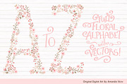 Soft Pink Floral Alphabet Vectors, an Illustration by Amanda Ilkov (Thumbnail 1 of 5)
