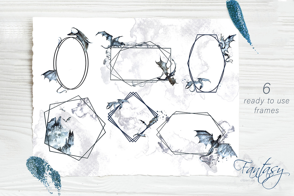 Hand-Painted Fantasy Clipart Set, a Decorative Illustration by ArtCreationsDesign (Photo 4 of 5)
