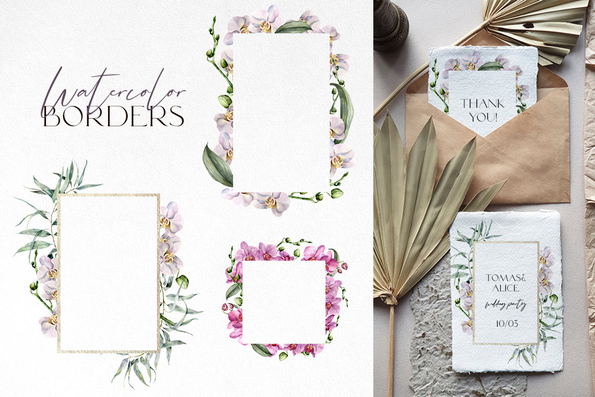 Orchid Watercolor flowers clipart, an Illustration by Yuliya Derbisheva (Photo 3 of 10)