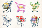 Watercolor Shopping Cart Icon Black, an Illustration by DreamCafeArt (Thumbnail 4 of 5)