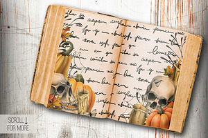 Halloween Skulls Watercolor Clip Art