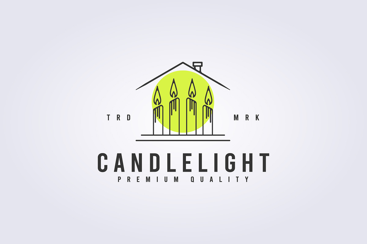 candle light logo line art minimal, a Branding & Logo Template by Lodzrov