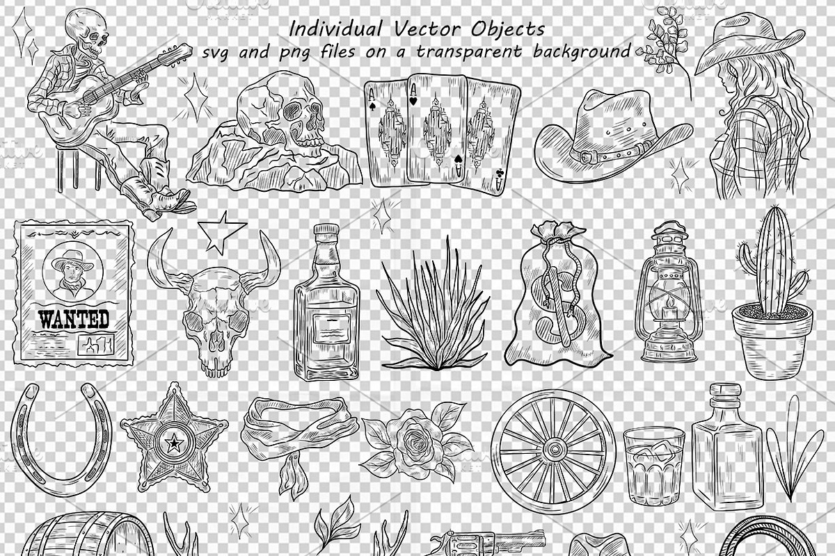 Wild West Vector Outlines, an Outline Icon by BarvArt (Photo 3 of 4)