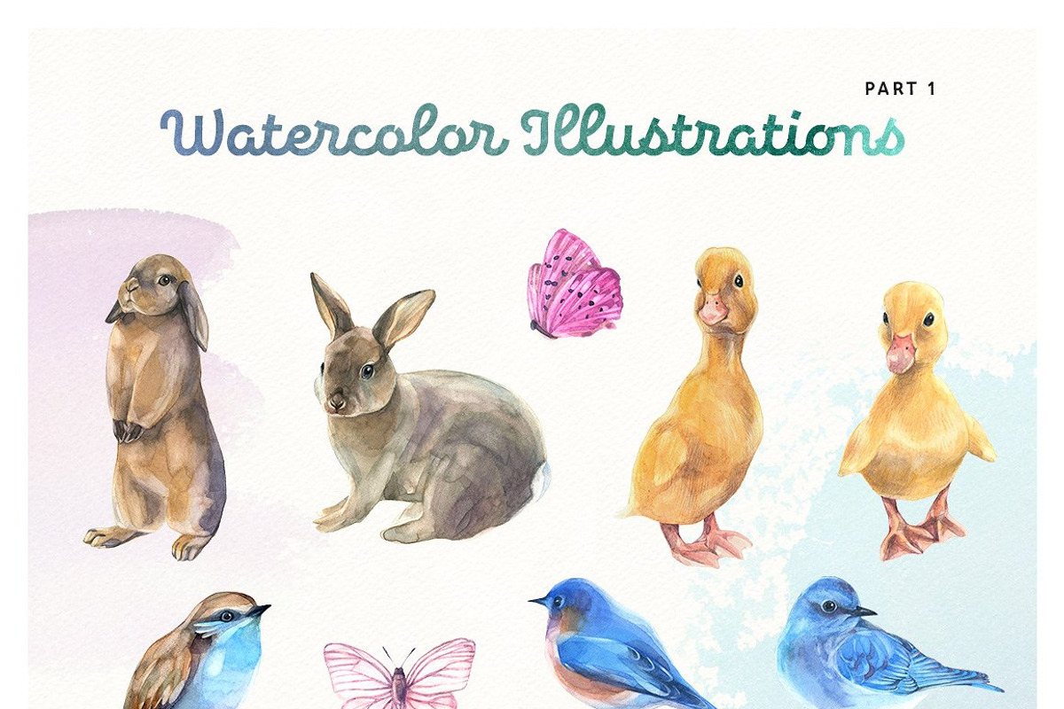 Summer Bloom Watercolor Set, an Animal Illustration by pixelbuddha.net (Photo 2 of 7)