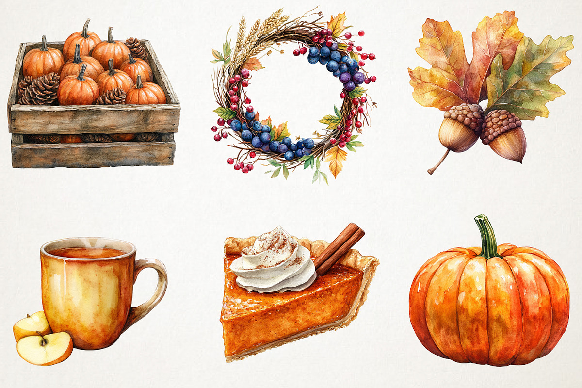 Happy Thanksgiving Elements Clipart, an Illustration by RobertsArt (Photo 4 of 7)