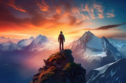 Hiker on the top of the mountain at, a Photo by Iftikhar Alam