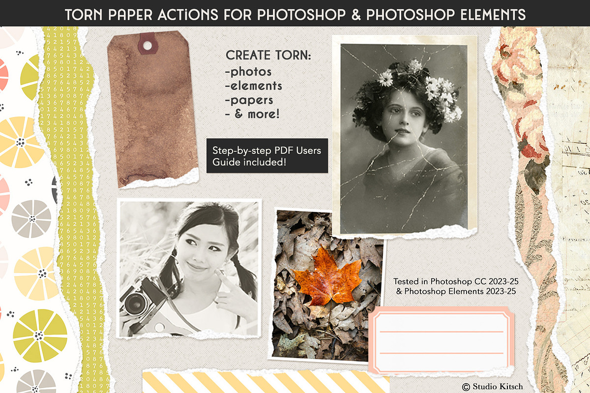 Torn Paper Actions PS PSE, an Action Add-On by Studio Kitsch (Photo 1 of 2)