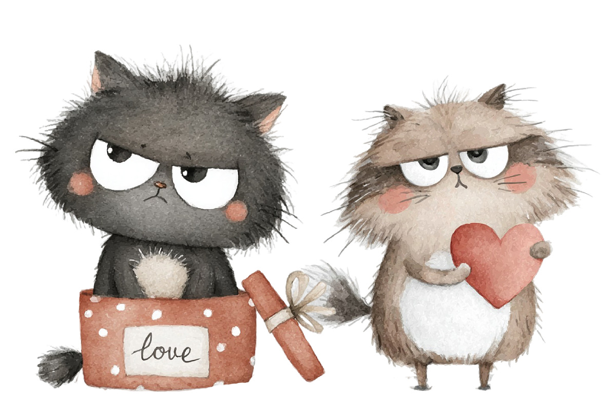 Valentine cat clipart, an Illustration by Designworld (Photo 5 of 6)