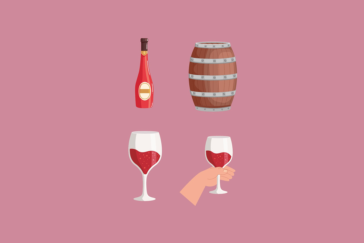 Wine Illustration Set, a Food Illustration by studiogstock (Photo 3 of 3)