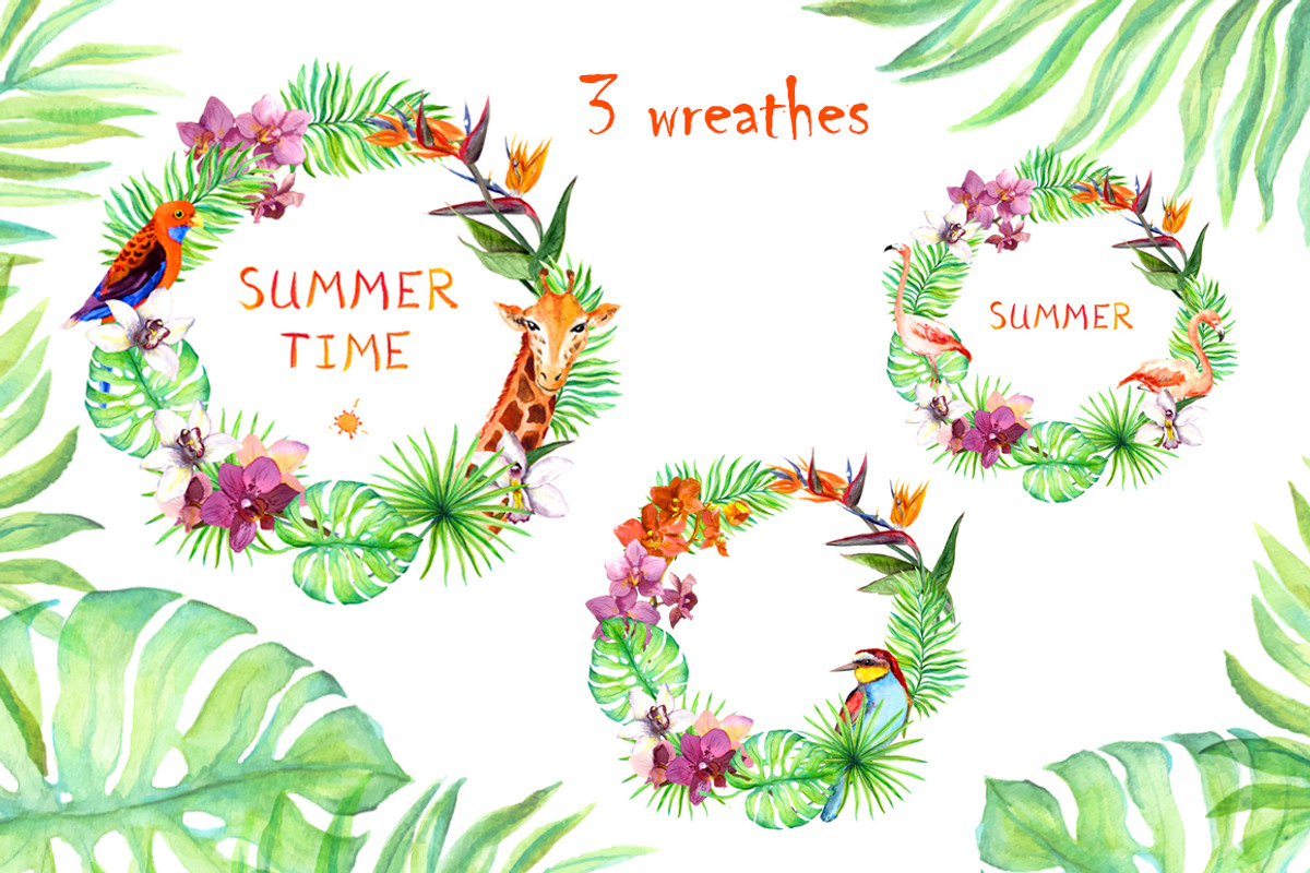 Exotic flowers watercolor clipart, an Animal Illustration by Where summer is (Photo 5 of 7)