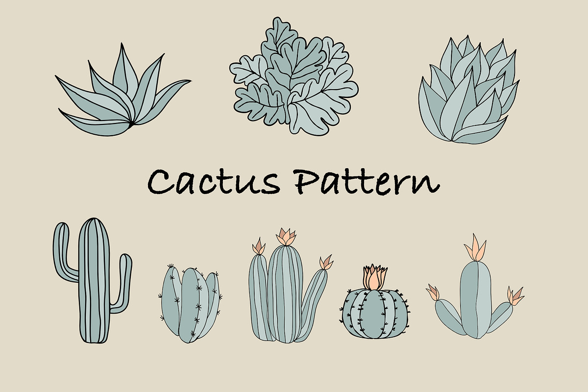 Cactus Pattern, a Background Graphic by OrcaJs (Photo 1 of 4)