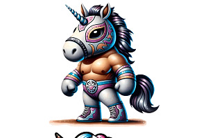 Luchador Unicorn Clipart Set