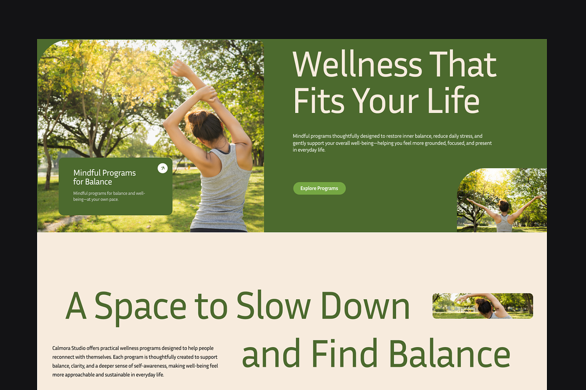Figma Wellness Landing Page, a Landing Page Template by Musara (Photo 3 of 6)