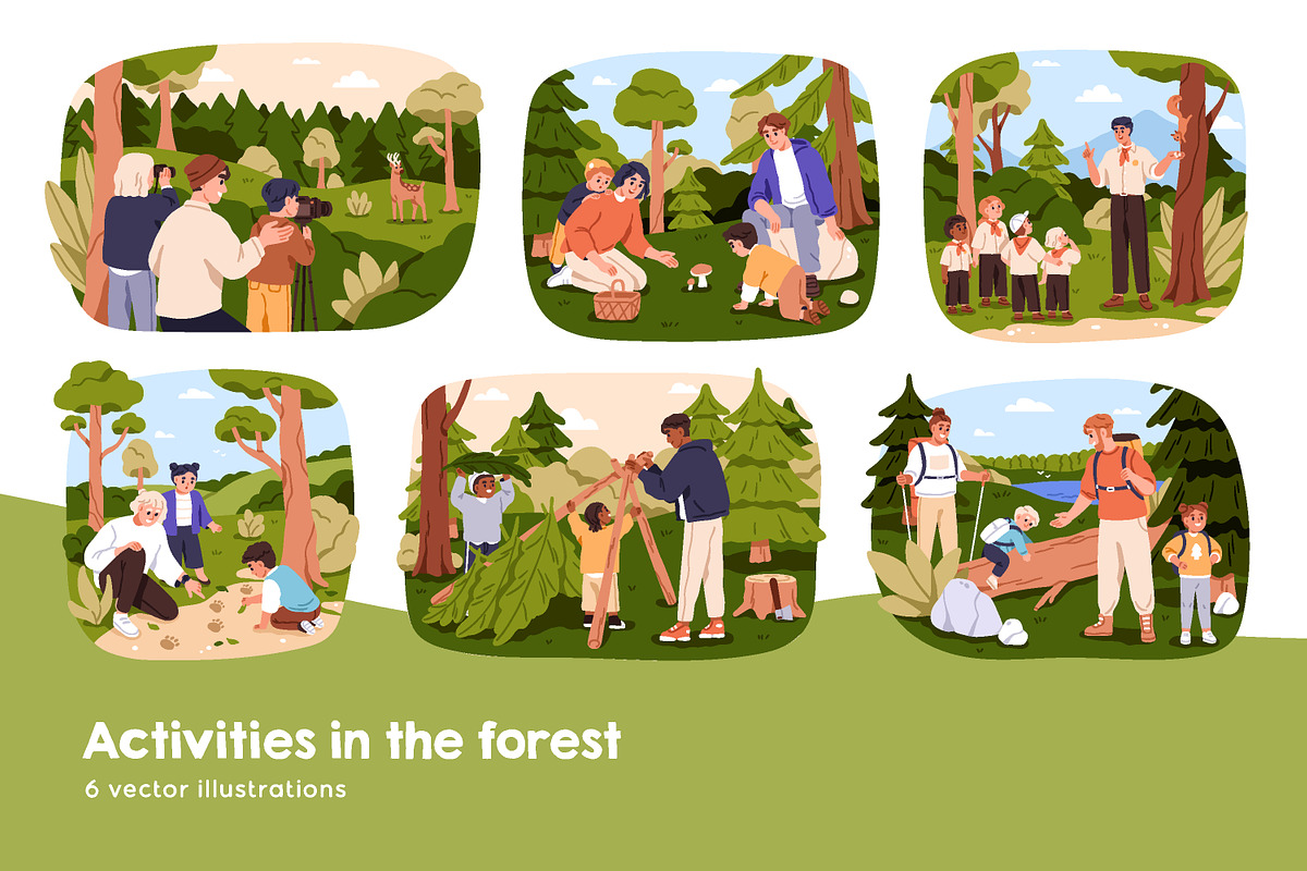 Families with kids in forest nature, a Person Illustration by Good Studio (Photo 1 of 7)