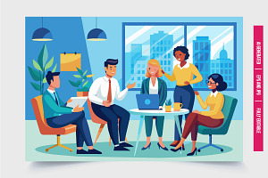 Office Meeting in City Office, a Finance Illustration by Tanuart