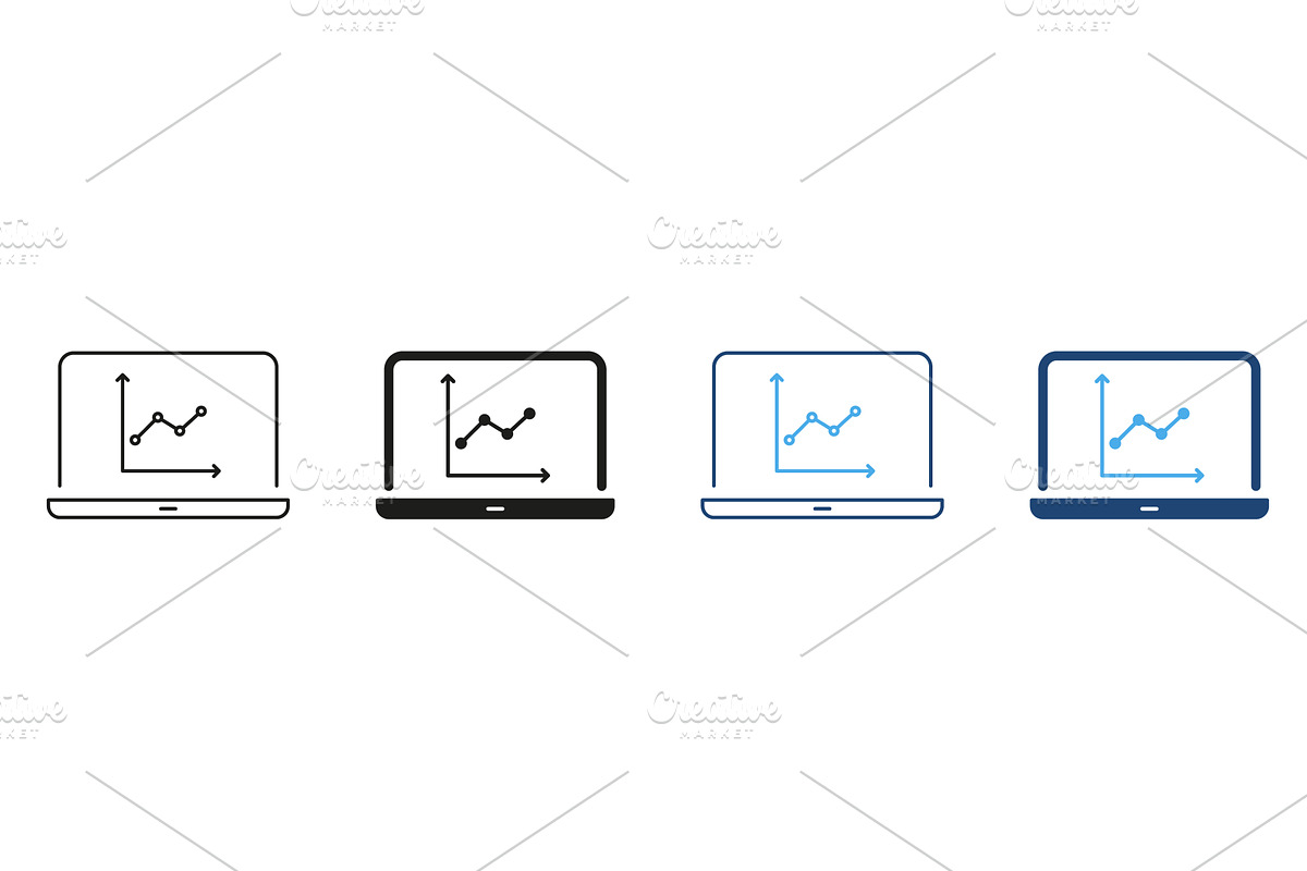 Laptop With Graph Icons, a Finance Illustration by Gentle Studio