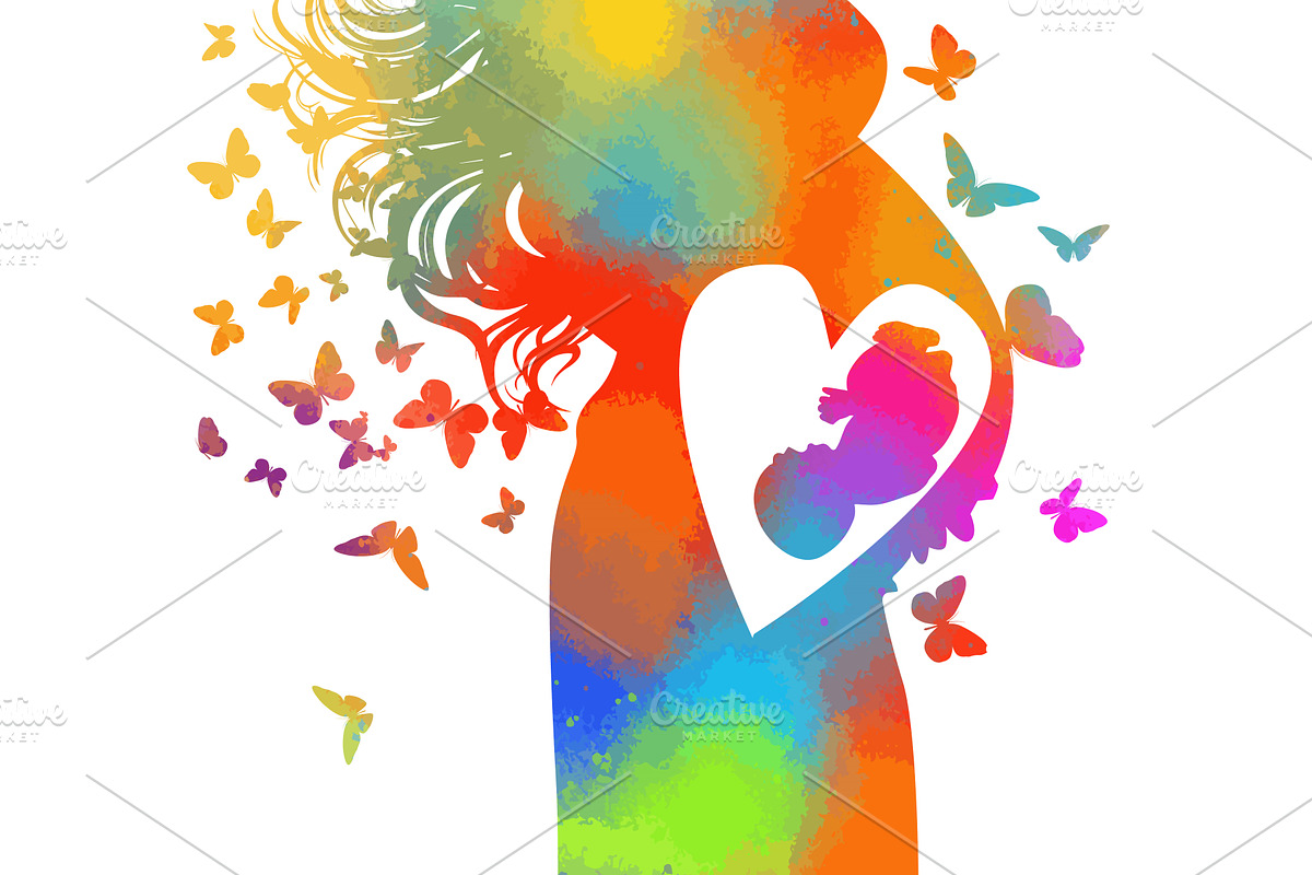 Silhouette of a colored pregnant, a Person Illustration by Nenahliadava Design