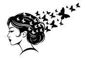 Woman Butterfly Hair Silhouette, an Object Illustration by yasushie (Thumbnail 17 of 31)