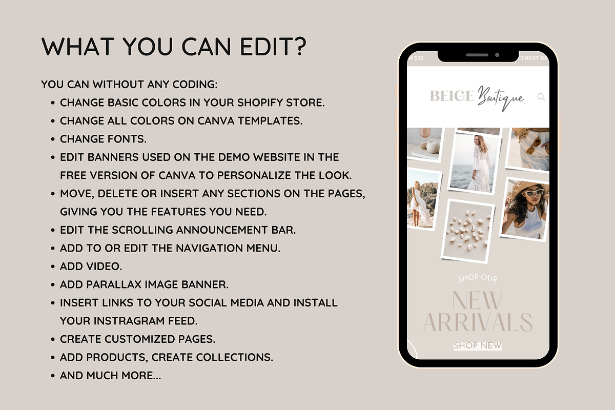 Light Beige Shopify Theme, a Shopify Template by SunshineStudioBoutique (Photo 3 of 9)