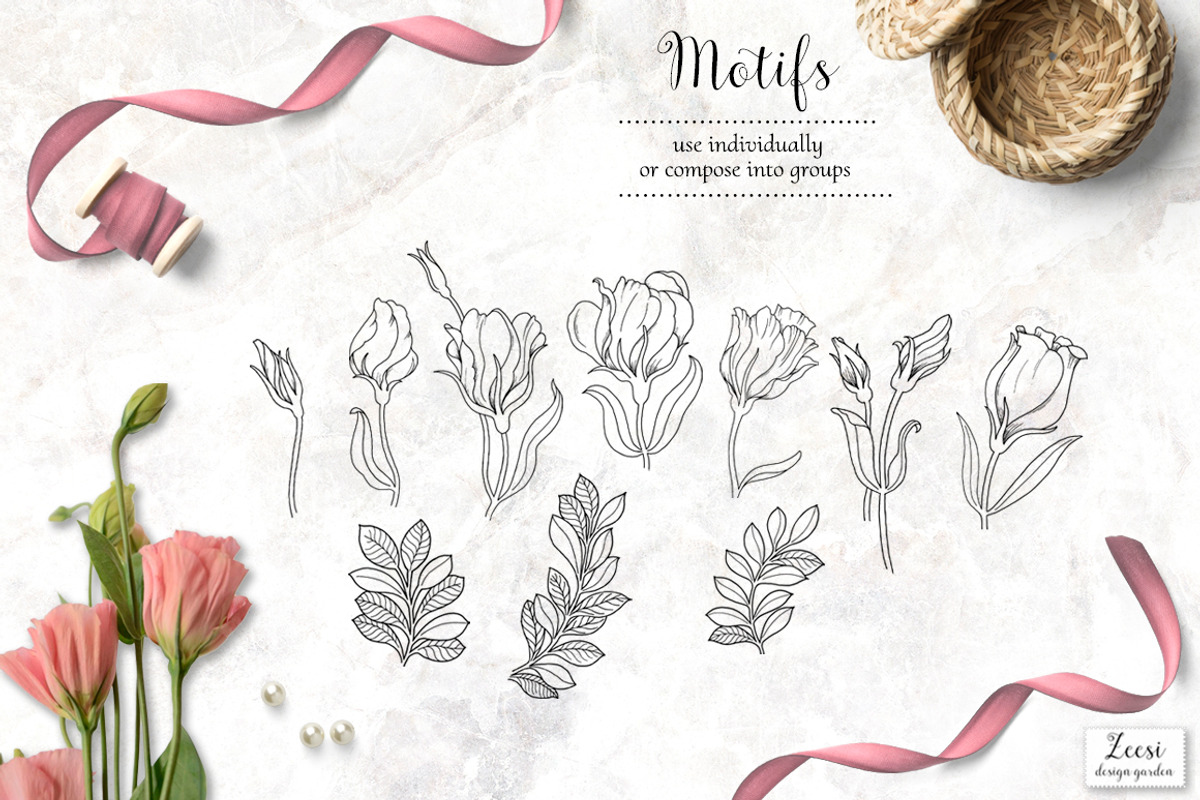 Lisian Floral Pattterns & Motifs, a Pattern Graphic by Zeesi Design Garden (Photo 10 of 11)
