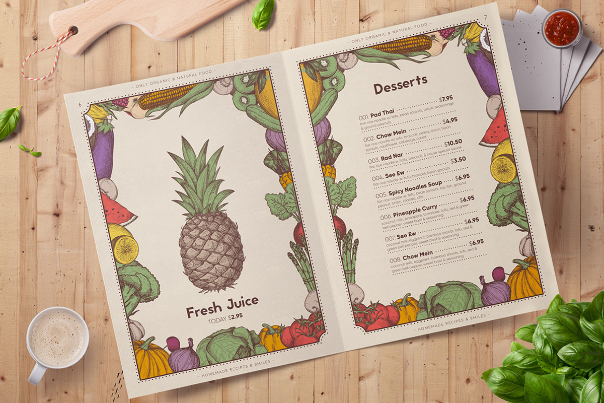 Vegan restaurant identity creator, a Food Illustration by Alfazet Chronicles (Photo 10 of 12)