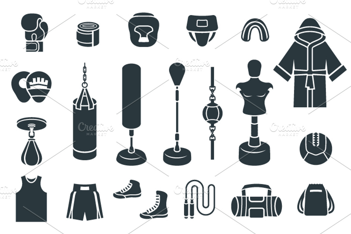 Boxing flat vector icons, a Sport Illustration by Vectorikart (Photo 2 of 3)