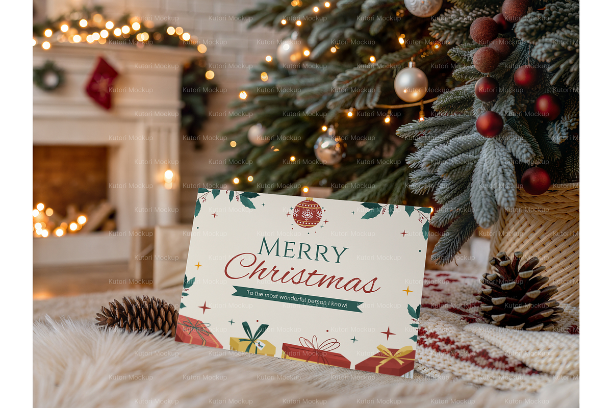 Festive Winter Greeting Card Mockup, a Product Mockup by MockupWizard (Photo 5 of 5)