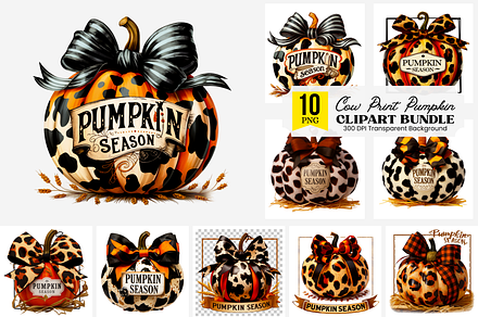 Cow Print Pumpkin Season PNG Bundle