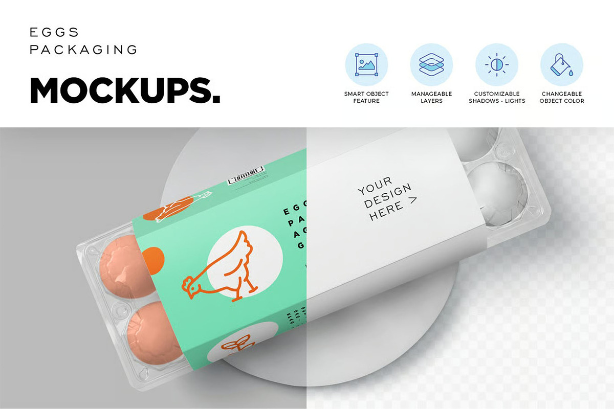 Egg Box Sleeve Mockups, a Packaging Mockup by megostudi0 (Photo 4 of 7)