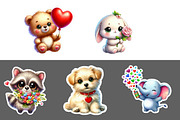 Valentine Animlas Sticker Clipart, an Illustration by Designworld (Thumbnail 5 of 5)