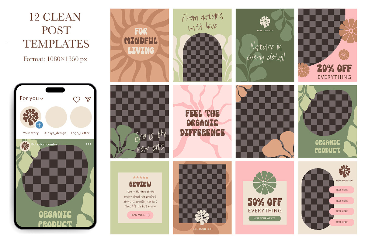 Matisse Botanical Social Media Kit, a Social Media Template by Lettering_Logo (Photo 2 of 7)