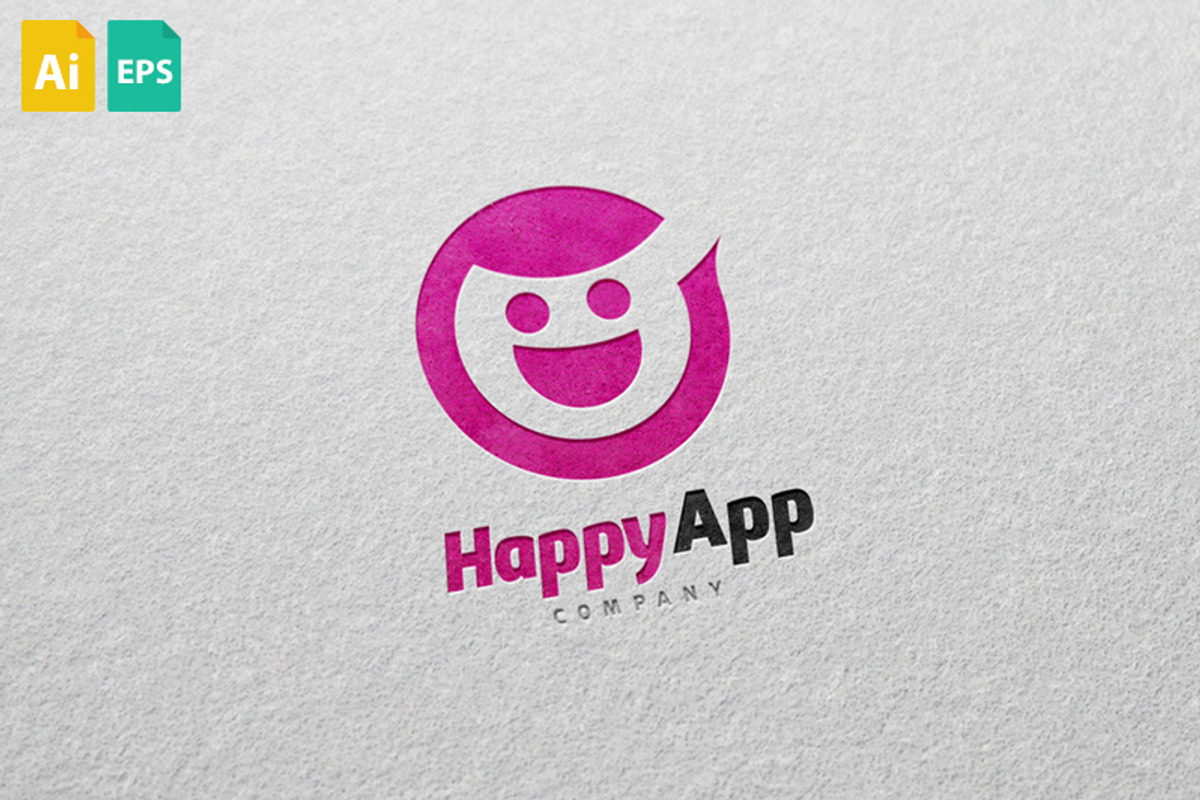 Happy App Logo, a Branding & Logo Template by Schneider Design Store (Photo 1 of 2)