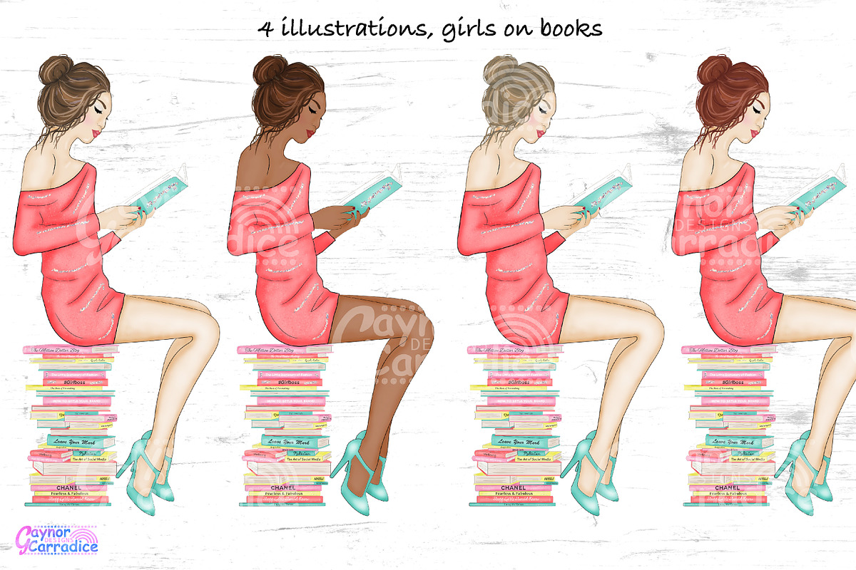 Total Bookworm Clipart collection, a Work Illustration by Gaynor Carradice Designs (Photo 2 of 7)