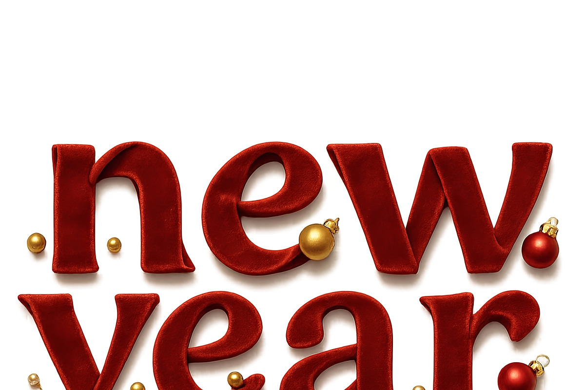 New year text with decorative elemen, an Illustration by Dvoevnore photos