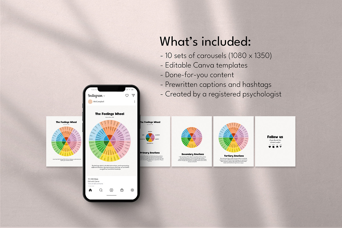 Feelings Wheel Instagram Canva, a Templates & Theme by Miri Campbell (Photo 2 of 9)