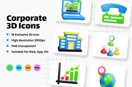 Corporate 3D Icons, an Object 3D Model by HacaStudio