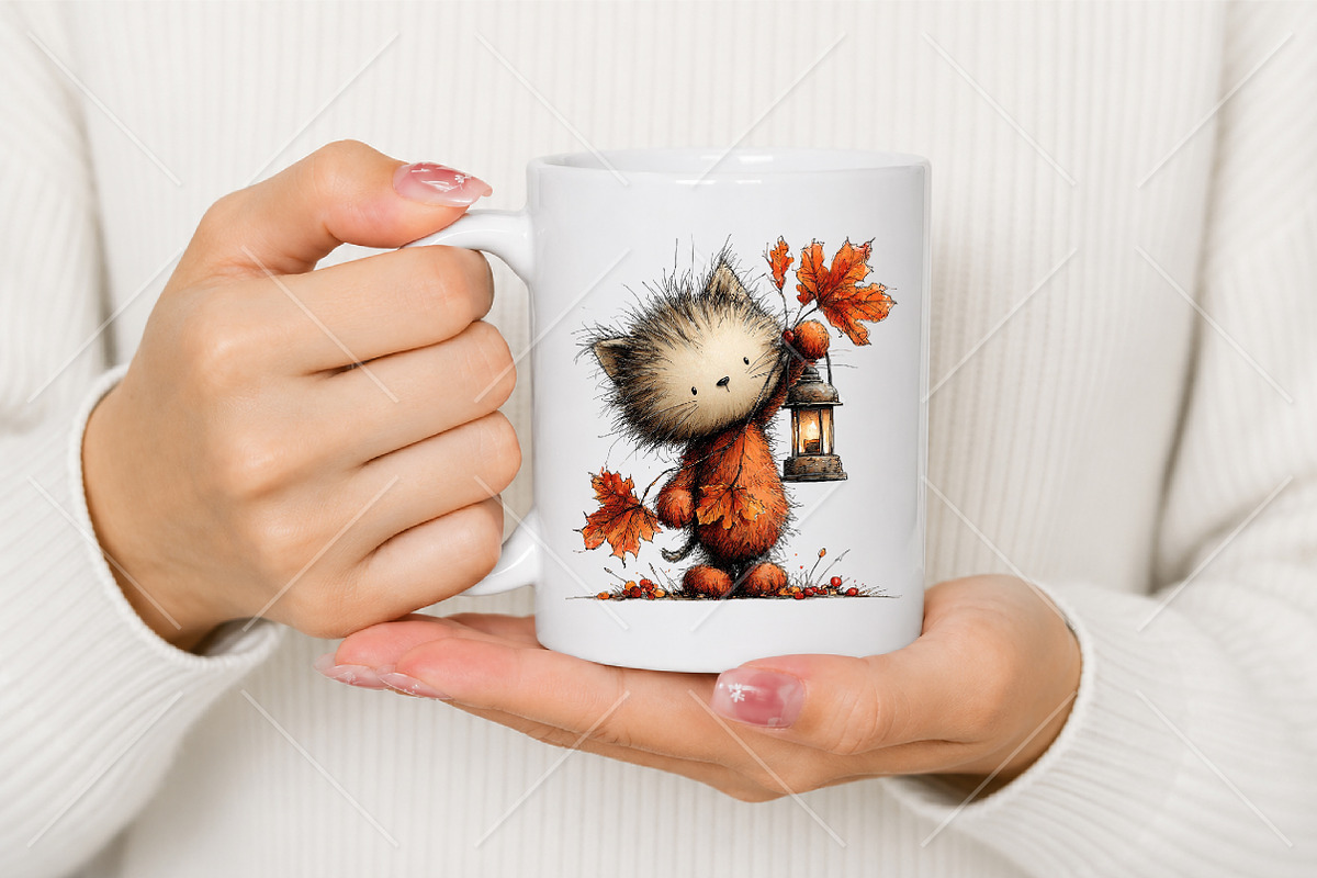 Whimsical Cute Autumn Cat Clipart, a Seasonal Illustration by Canvas Craft (Photo 9 of 10)