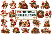 Vintage Christmas Mouse Clipart PNG, an Object Graphic by Colorsfav (Thumbnail 1 of 6)