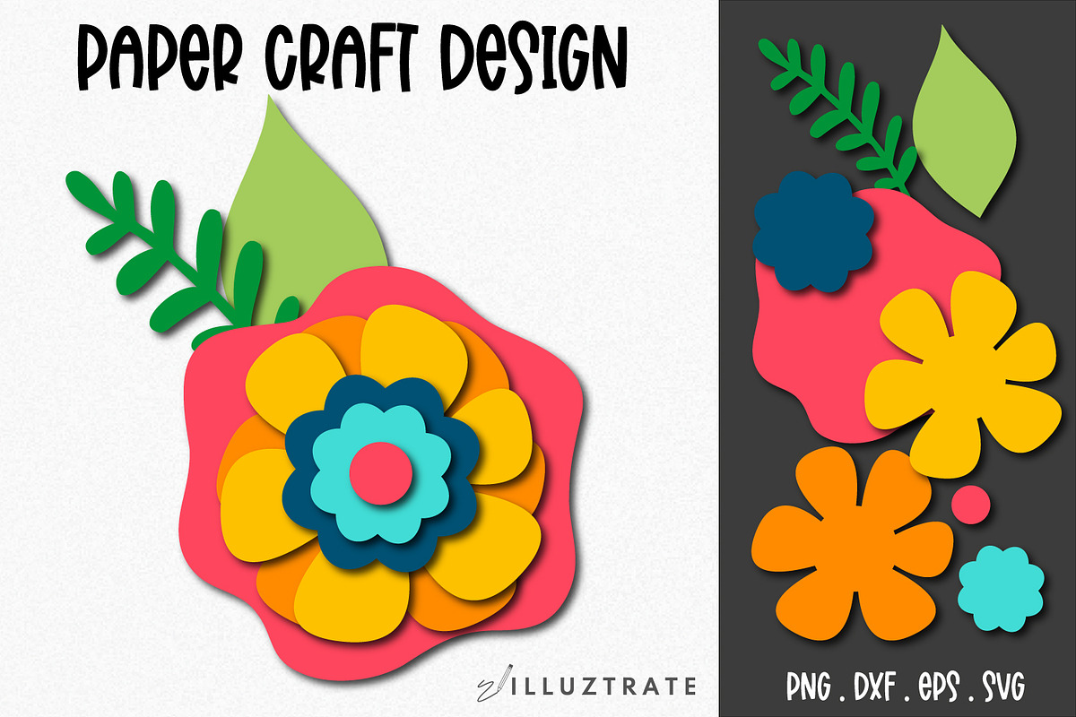 Paper Flower SVG Cut File Bundle, a Decorative Illustration by illuztrate (Photo 4 of 16)
