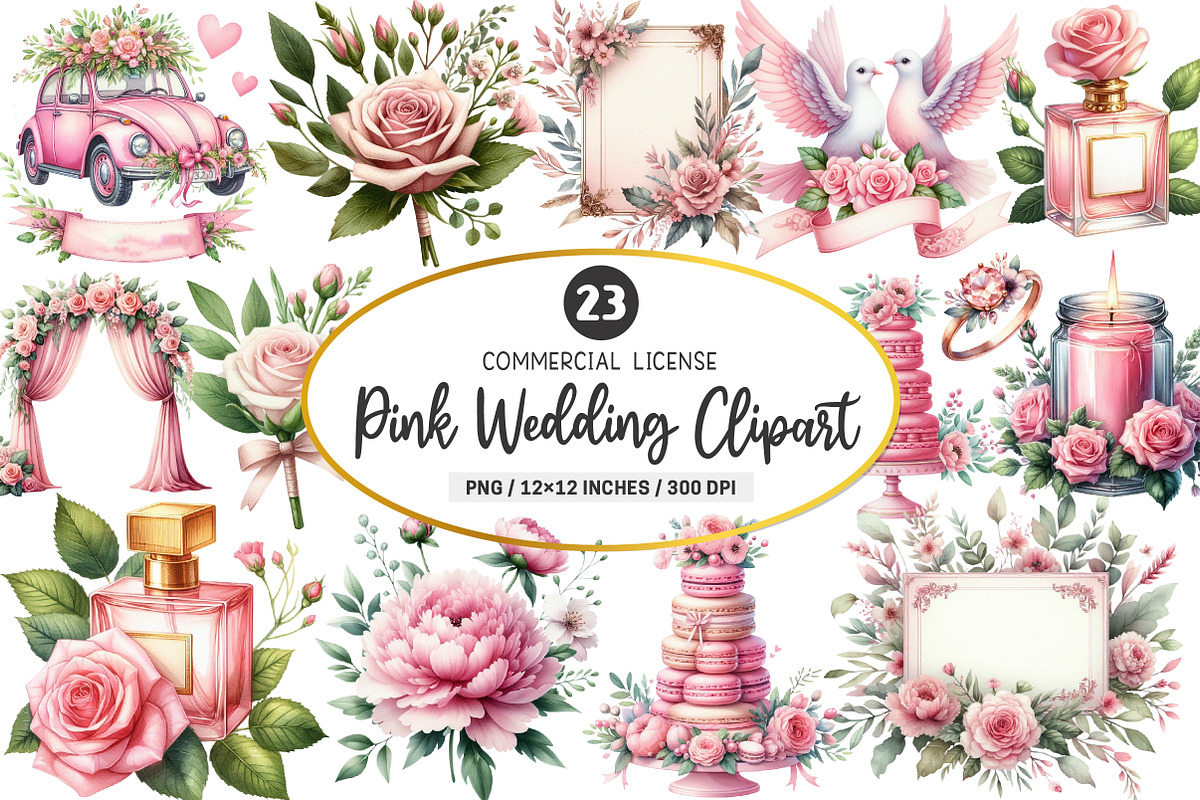Romantic Pink Wedding PNG, an Illustration by SinaCreation (Photo 1 of 5)