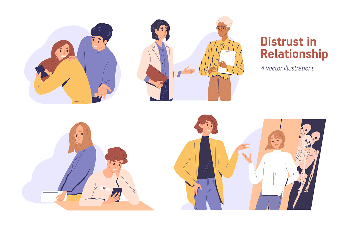 Distrust in relationships concept, a Person Illustration by Good Studio (Photo 1 of 5)
