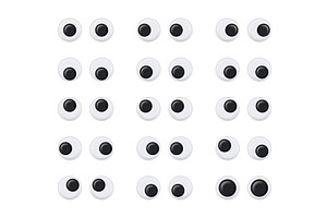 Googly eyes. Wobbly animated puppet