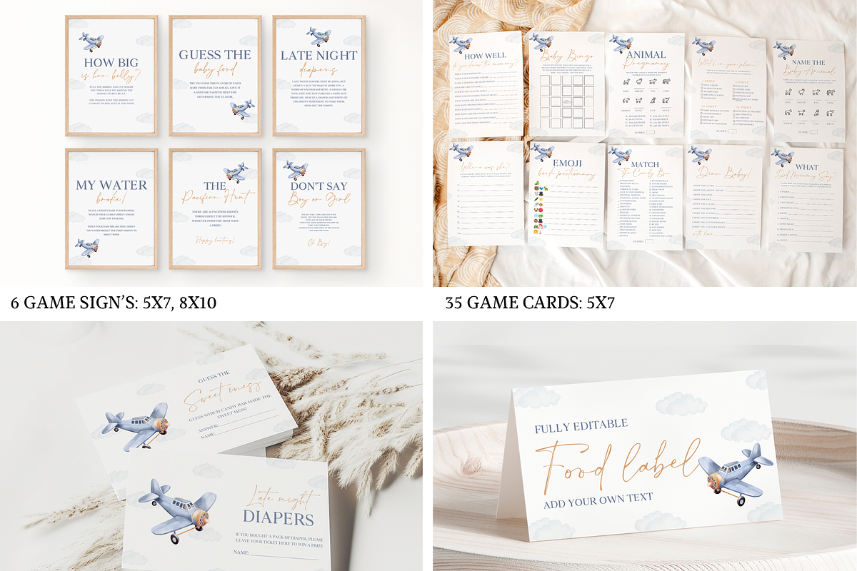 Vintage Airplane Baby Shower Bundle, an Invitation Template by Digital_Mind (Photo 5 of 10)