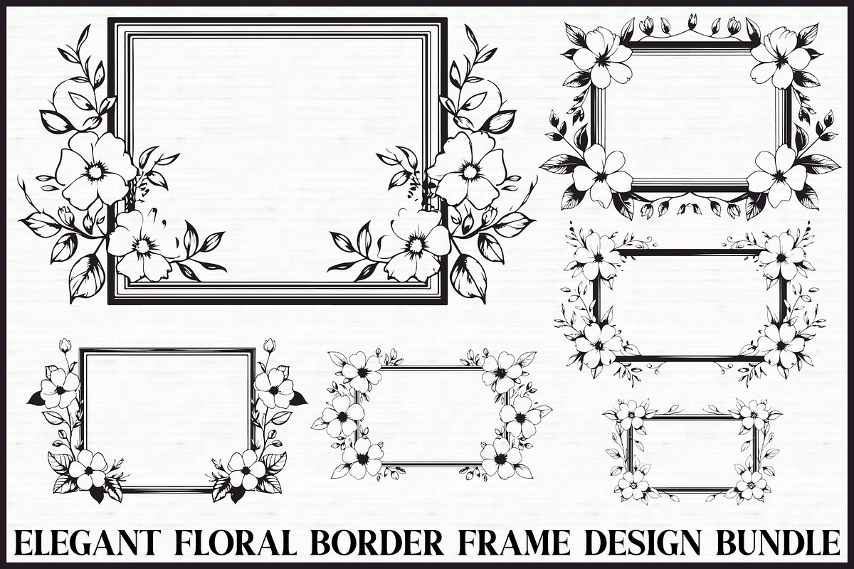 Elegant Floral Frame Bundle, an Illustration by Creativeshirt (Photo 1 of 7)