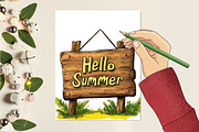 Happy Rustic Summer Clipart, an Illustration by RobertsArt (Thumbnail 6 of 7)