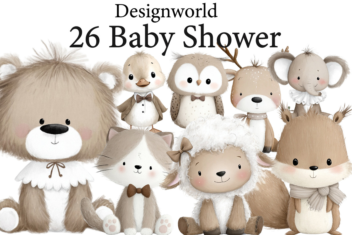 Watercolor Baby Shower Clipart, an Illustration by Designworld (Photo 1 of 6)